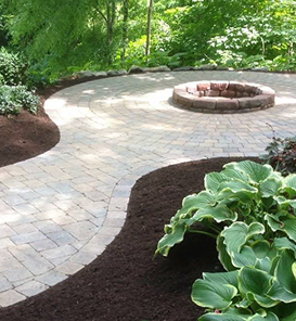 Firepit with paved walkway